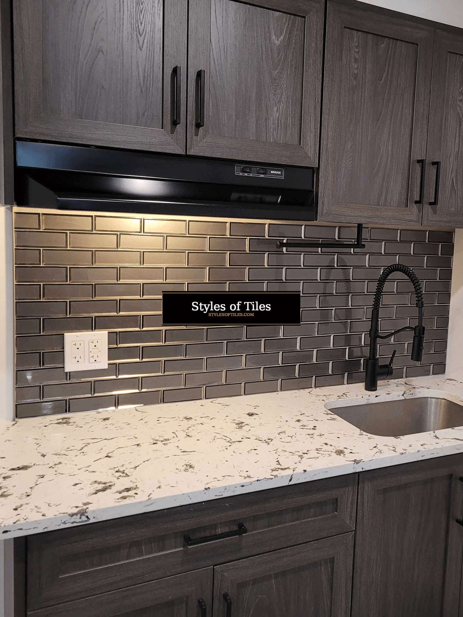 Gray slate backsplash tile Brant County Ontario