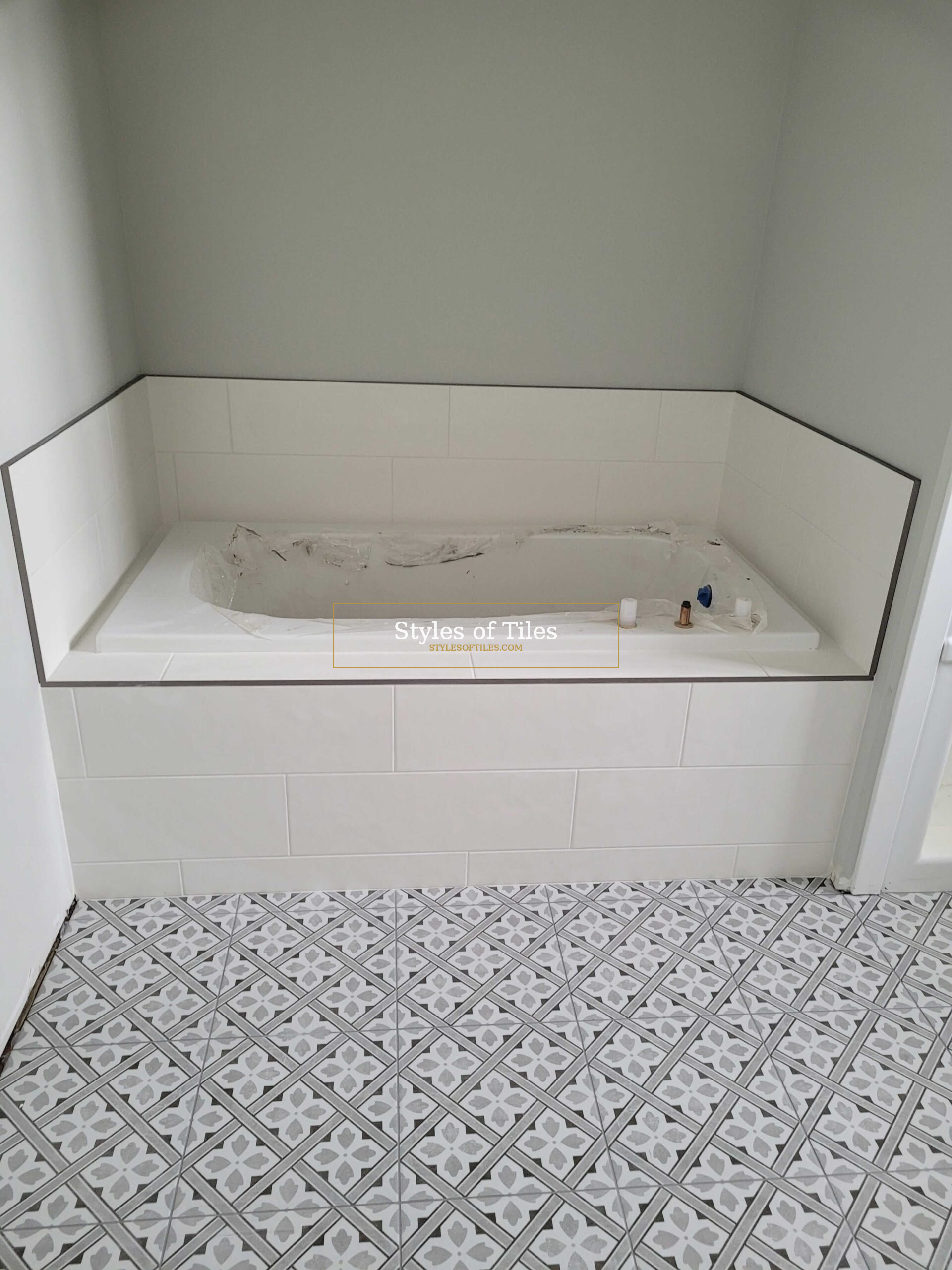Porcelain bathroom tile installation Brant County Ontario