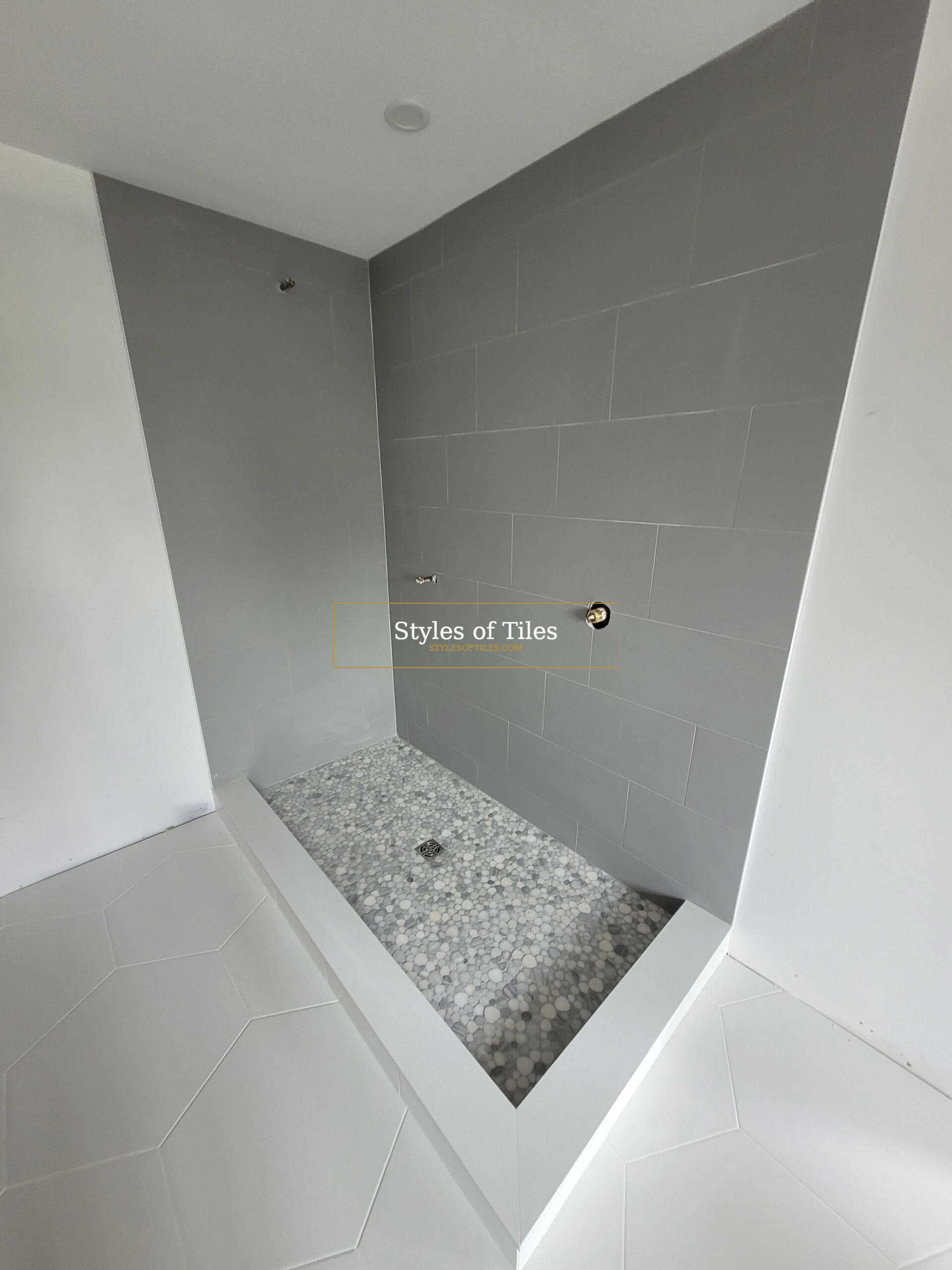 Ceramic shower tile installation by Styles of Tiles Port Dover