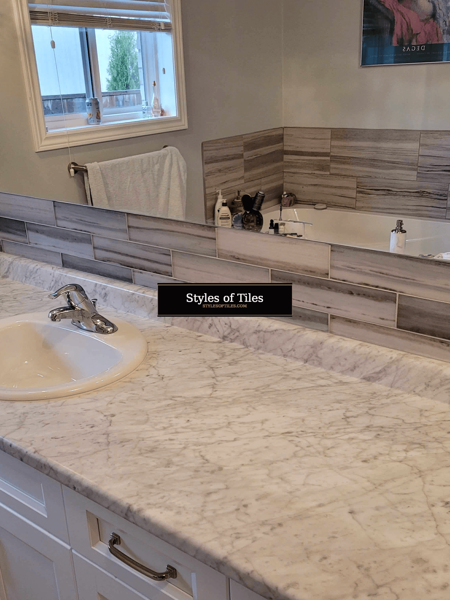 Gray and white kitchen backsplash tile Port Dover Ontario