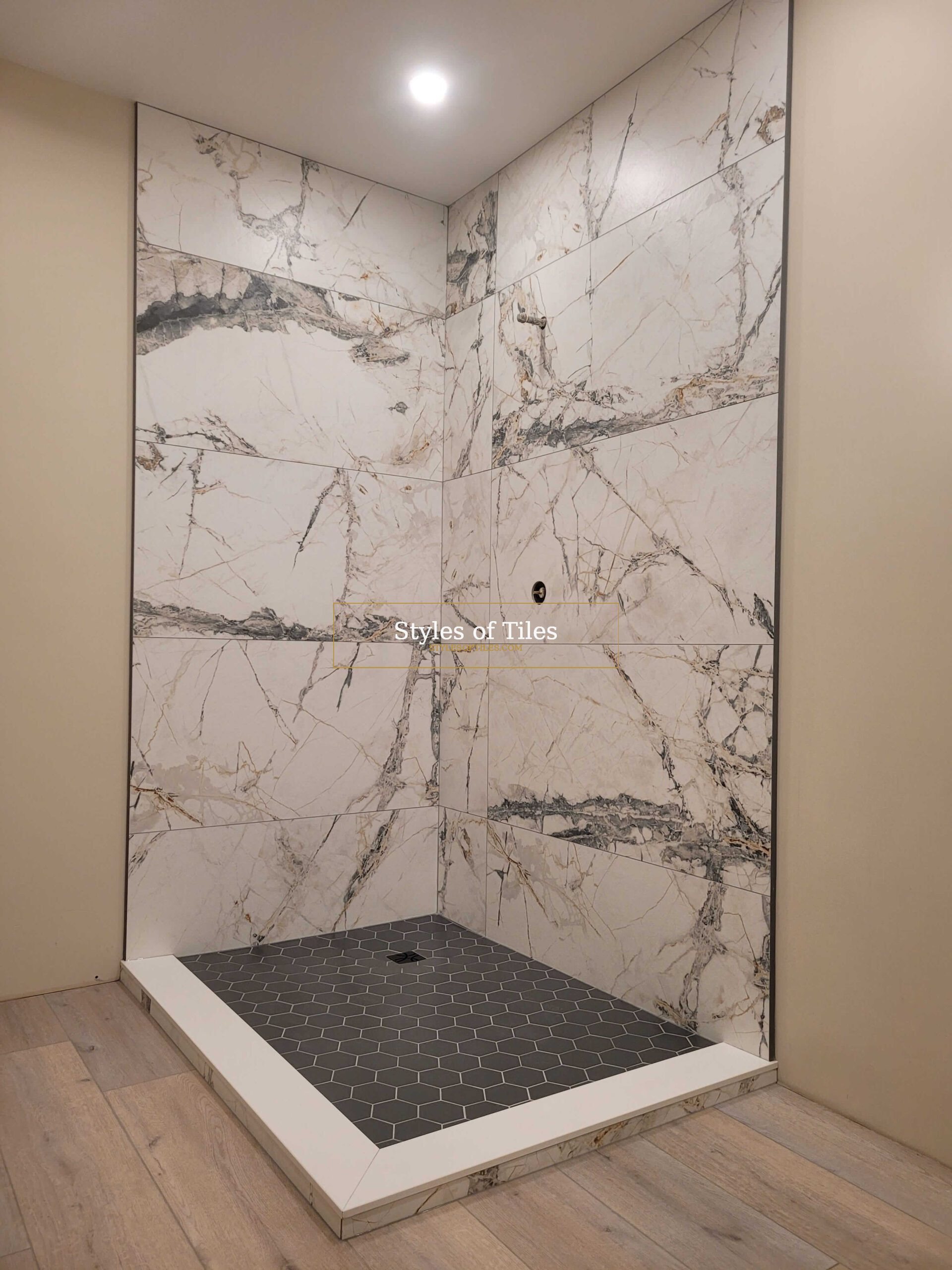 Tile shower with glass enclosure Brant County