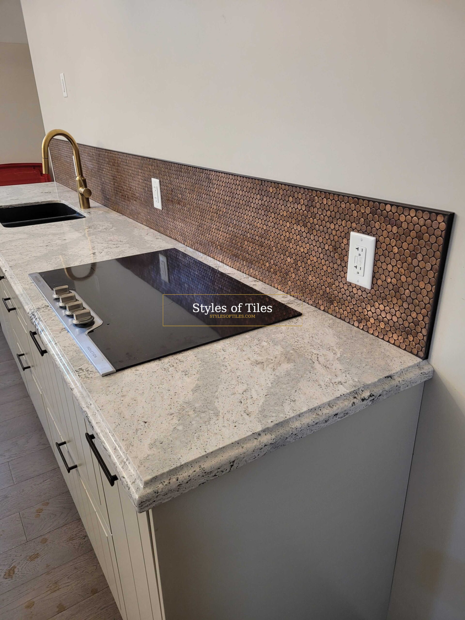 Penny round tile backsplash installation Norfolk County Ontario